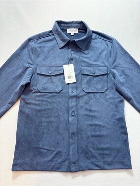 Thomas Sterling Men's Navy Marine Super Soft Shirt Jacket w Chest Pockets Size S
